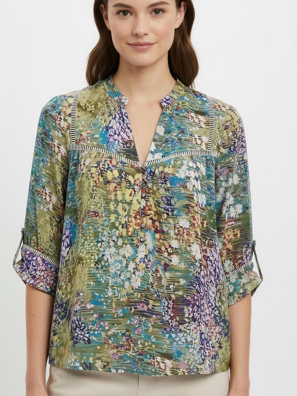 Anthropology Dolan Women's Floral Blouse in Green and Purple